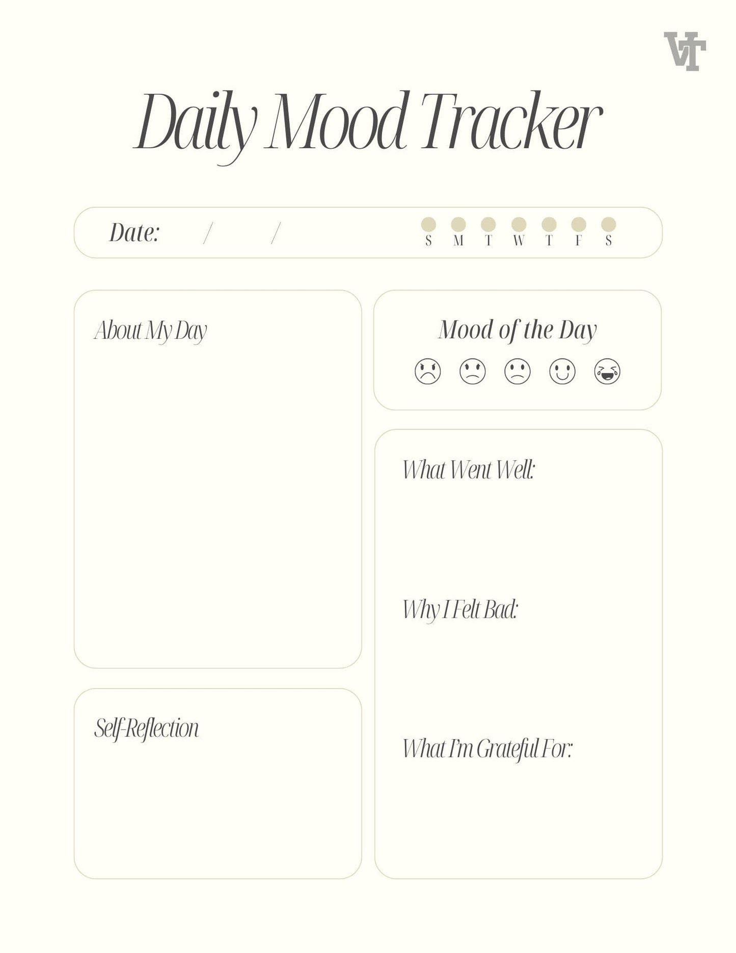 Printable Daily Mood Tracker for Hikers